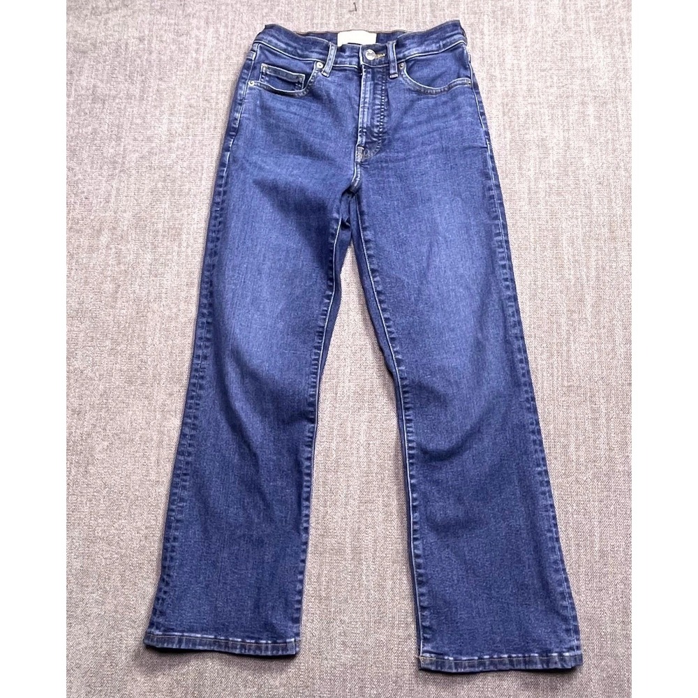 Everlane The Kick Crop Jeans Womens 26 Blue Denim Stretch 5 Pockets Straight Leg